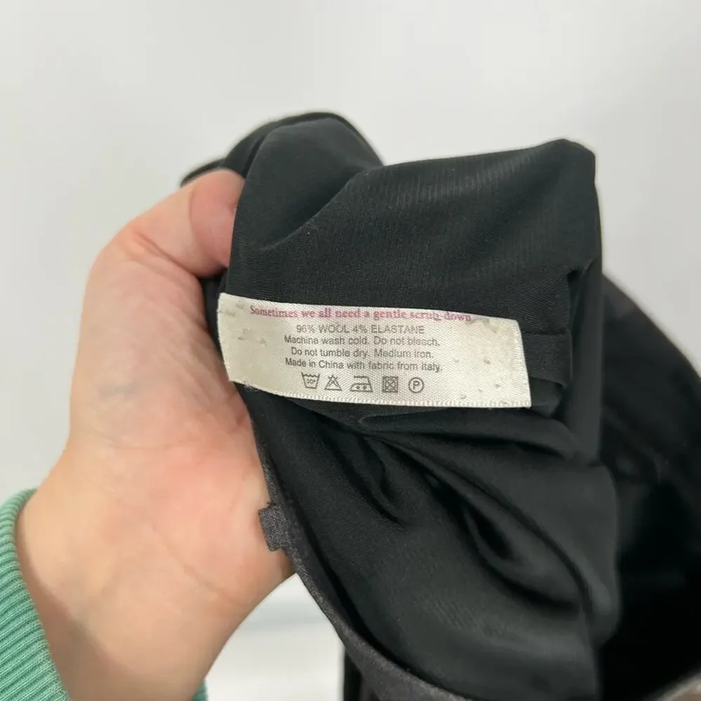 M.M. Lafleur Gray Mid-Rise Wool-Blend Trouser Pants